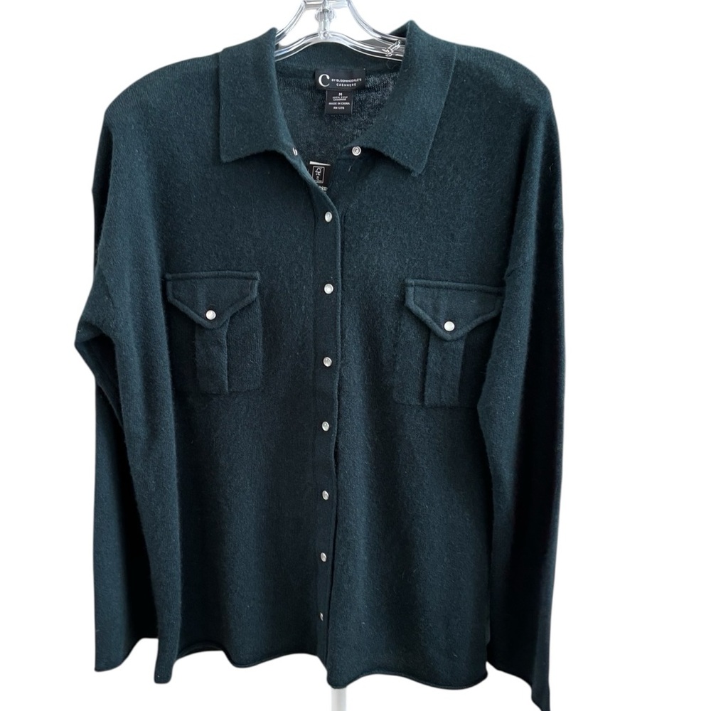 C by Bloomingdale’s Cashmere Polo Sweater in Dark Green Size M. NWT